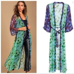 Free People X New Friend Boho Tie-Dye Sheer Kimono